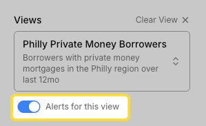 Enabling alerts on a saved view